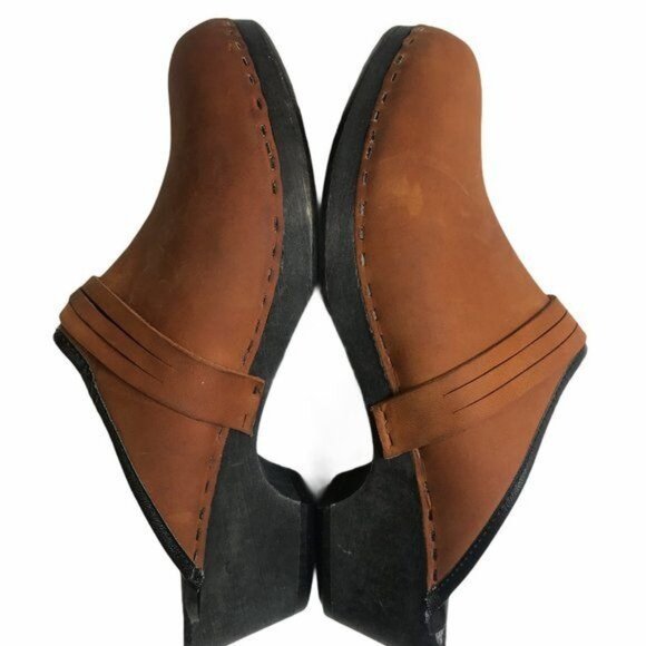 Vintage Yaya Ya Ya Wonderful Shoes Clogs Suede Leather Brown Sz 8.5 Made In USA - Picture 4 of 5